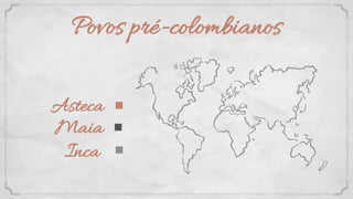 Povos pré-colombianos
Maia
Inca
Asteca
 