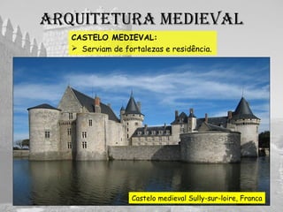 ArquiteturA medievAl
CASTELO MEDIEVAL:
 Serviam de fortalezas e residência.
Castelo medieval Sully-sur-loire, Franca
 