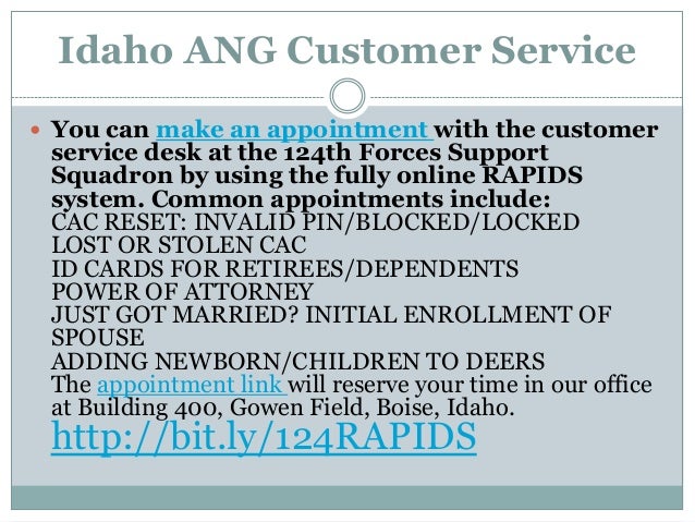 Idaho Air National Guard Rapids Customer Service Fy2014