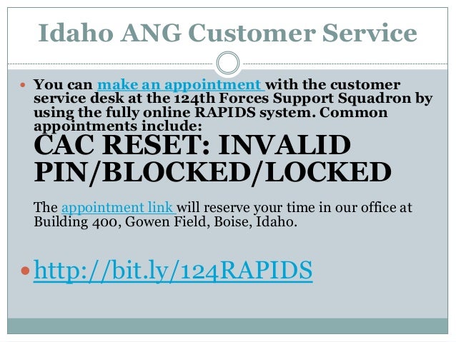 Idaho Air National Guard Rapids Customer Service Fy2014