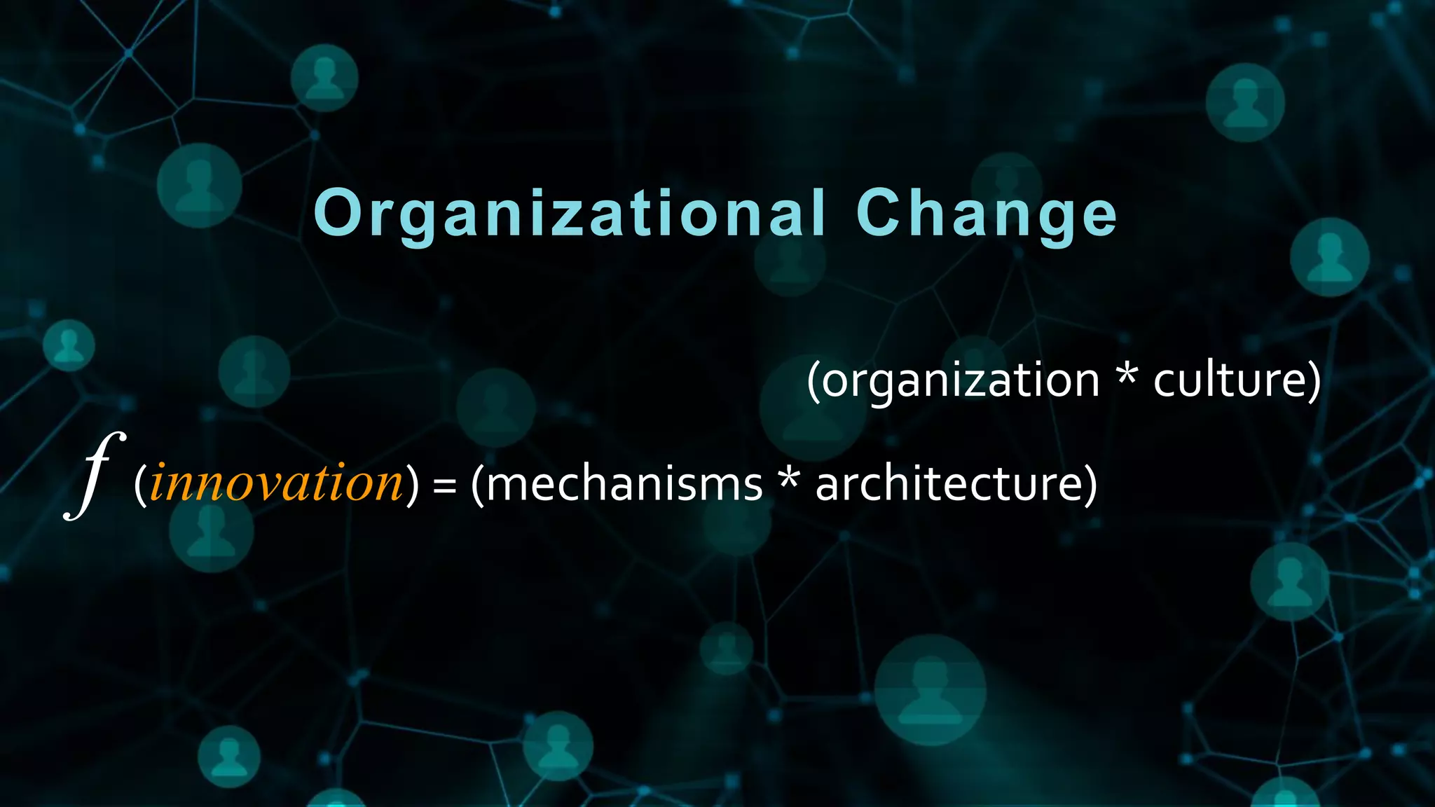 © 2018, Amazon Web Services, Inc. or its Affiliates. All rights reserved.© 2018, Amazon Web Services, Inc. or its Affiliates. All rights reserved.
f (innovation) = (mechanisms * architecture)
(organization * culture)
 