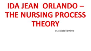 IDA JEAN ORLANDO –
THE NURSING PROCESS
THEORY
BY AKAL LOBENYO MORRIS
 