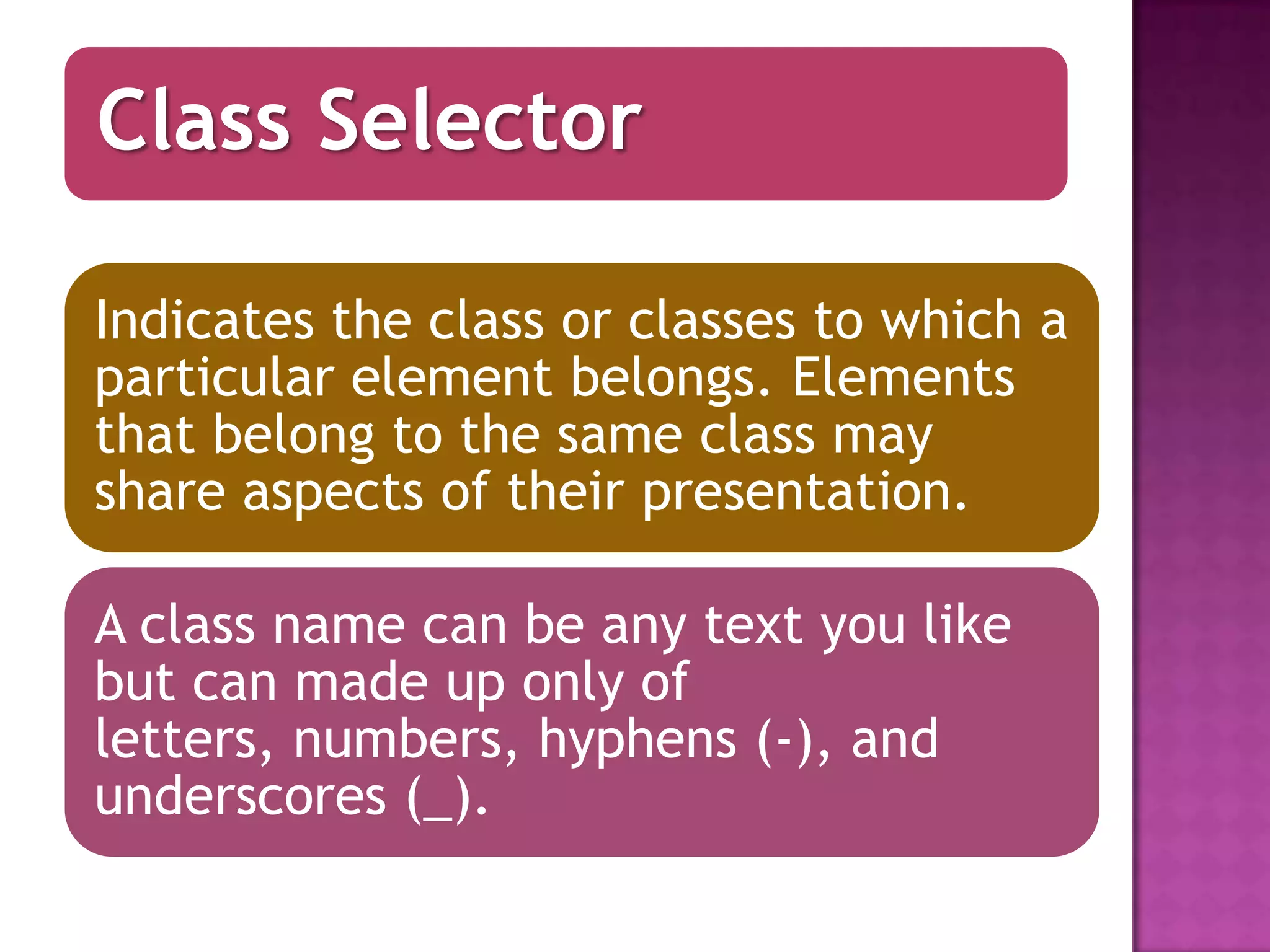 Id and class selector | PPTX