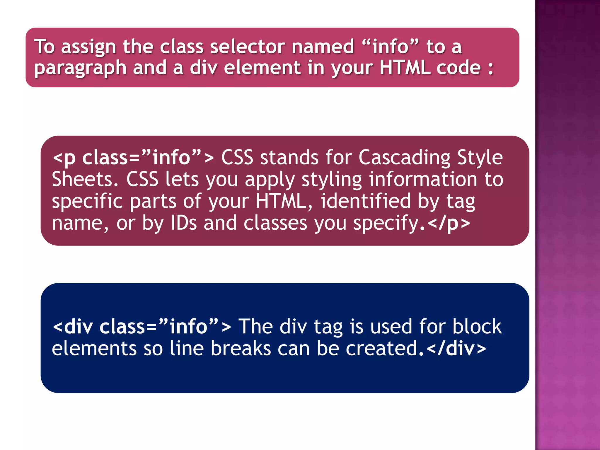 Id and class selector | PPTX