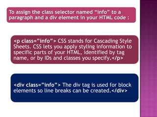 Id and class selector | PPT