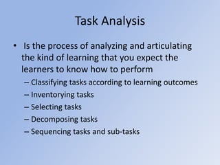 Work Based Learning Task Analysis Task, Learning, and Needs Analysis | PPTX
