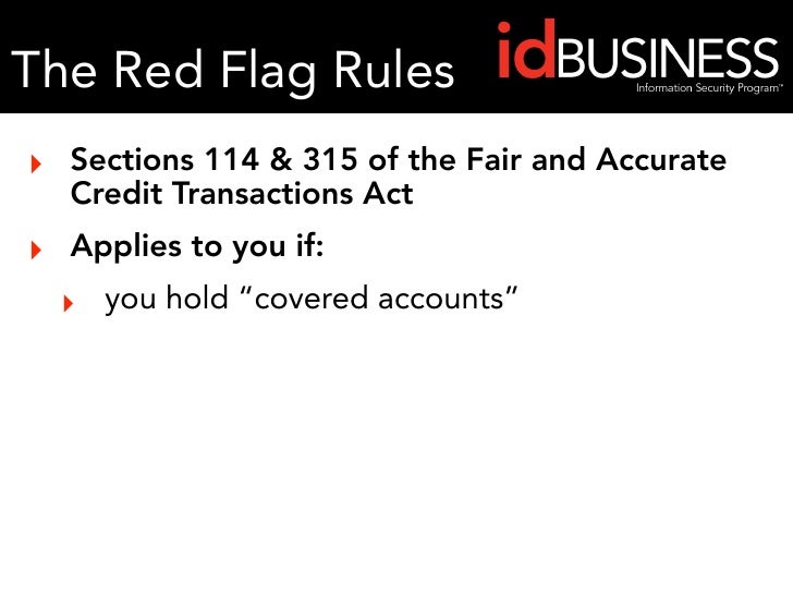 idBUSINESS Red Flag Rules Overview