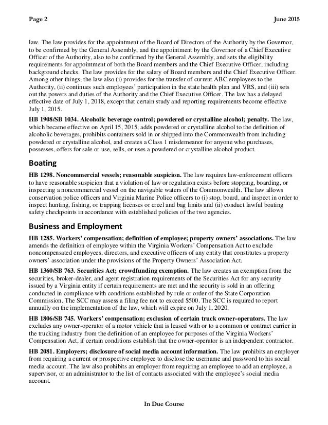 2015 Changes To Virginia's Laws