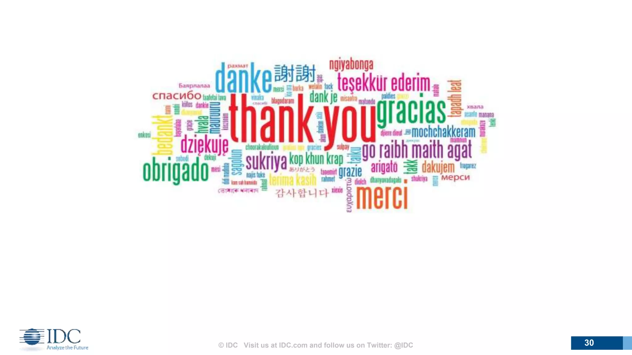 © IDC Visit us at IDC.com and follow us on Twitter: @IDC 30
 