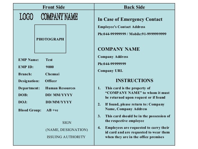 Id card format