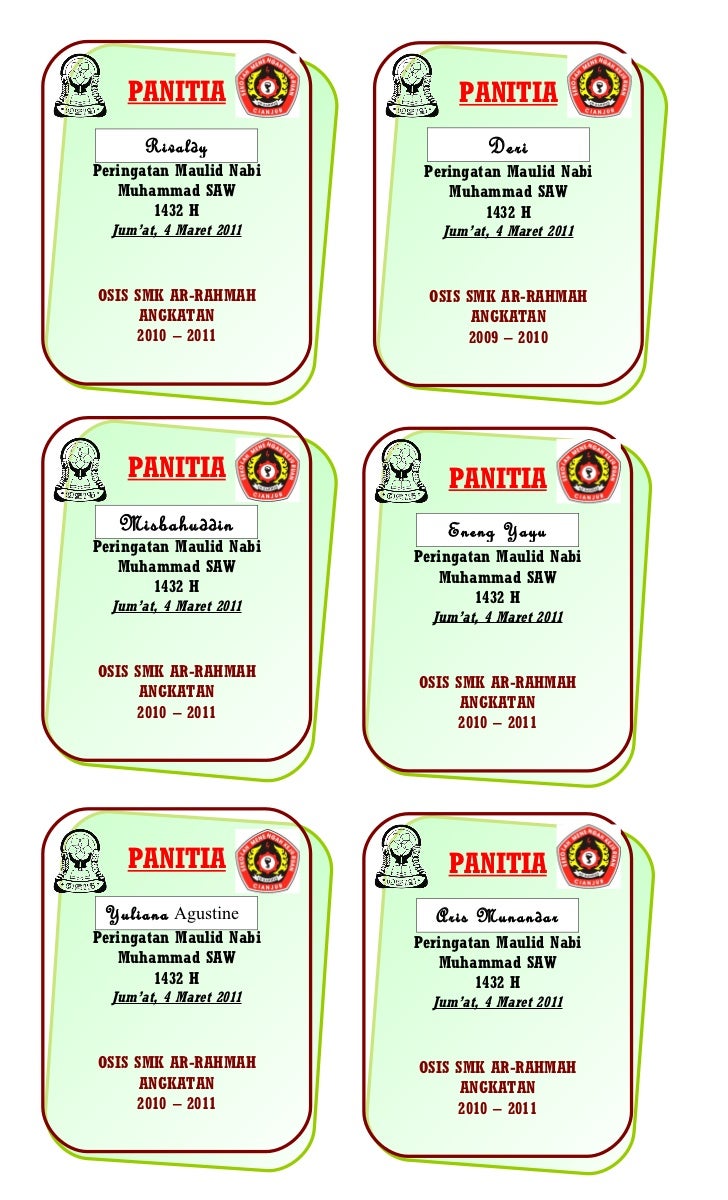  Id  card  panitia  maulid