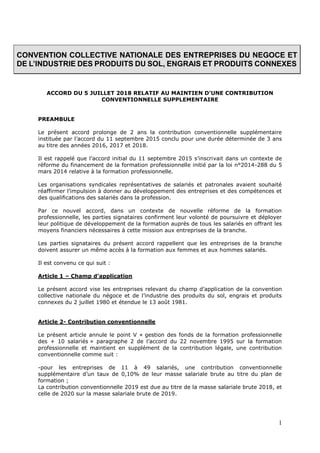1
CONVENTION COLLECTIVE NATIONALE DES ENTREPRISES DU NEGOCE ET
DE L’INDUSTRIE DES PRODUITS DU SOL, ENGRAIS ET PRODUITS CON...