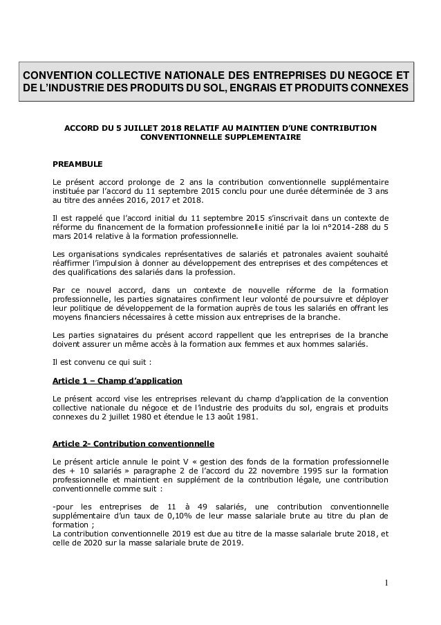 Idcc 1077 Accord Contribution Formation Professionnelle