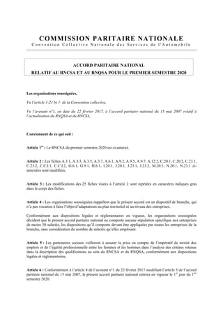 COMMISSION PARITAIRE NATIONALE
C o n v e n t i o n C o l l e c t i v e N a t i o n a l e d e s S e r v i c e s d e l ' A u...