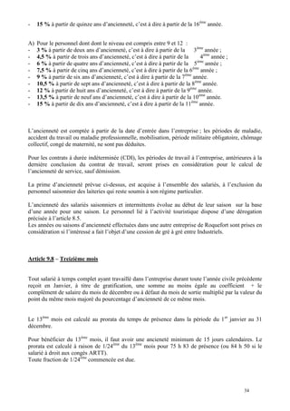 34
- 15 % à partir de quinze ans d’ancienneté, c’est à dire à partir de la 16ème
année.
A) Pour le personnel dont dont le ...