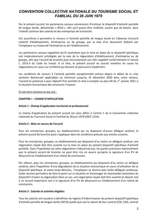 CONVENTION COLLECTIVE NATIONALE DU TOURISME SOCIAL ET
FAMILIAL DU 28 JUIN 1979
2
Par le présent accord, les partenaires so...