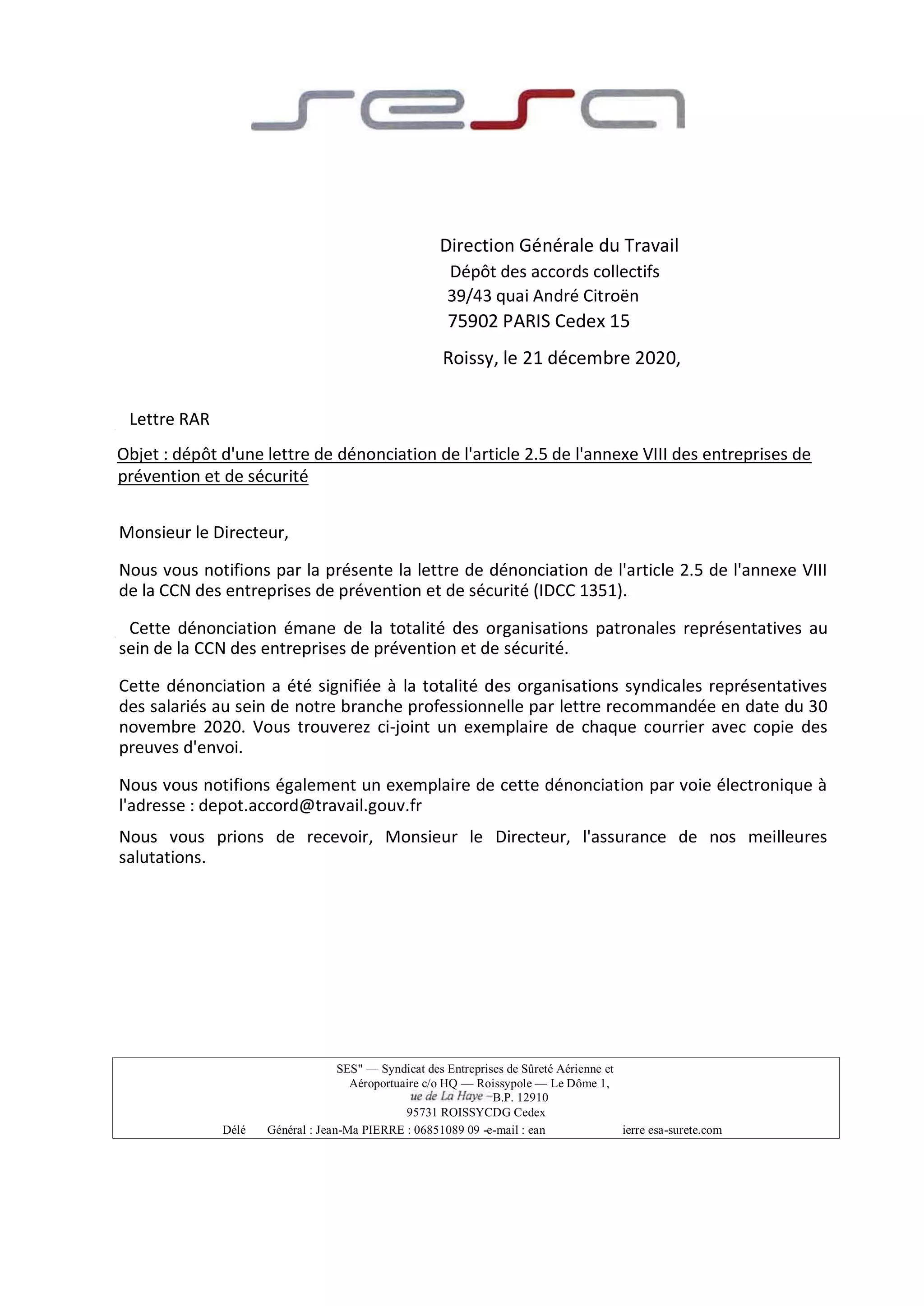 Idcc 1351 lettre denonciation article ccn PDF