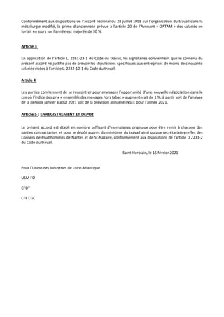 Conformément aux dispositions de l’accord national du 28 juillet 1998 sur l’organisation du travail dans la
métallurgie mo...