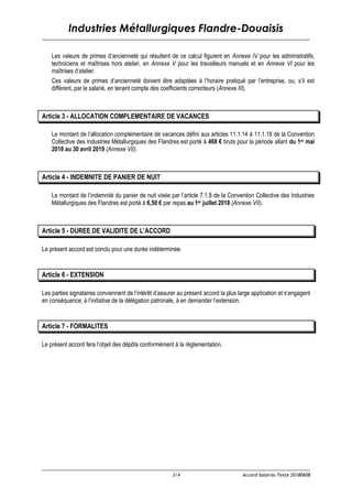 Industries Métallurgiques Flandre-Douaisis
3/4 Accord Salaires-Texte 20180608
Les valeurs de primes d’ancienneté qui résul...