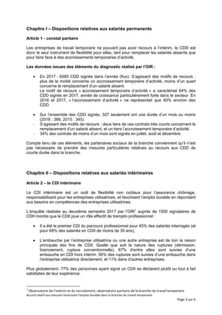 Accord relatif aux mesures favorisant l’emploi durable dans la branche du travail temporaire
Page 3 sur 6
Chapitre I – Dis...