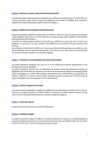 2
Article 3 : Barème du salaire national minimum de branche
Le barème du salaire national minimum de branche par coefficie...