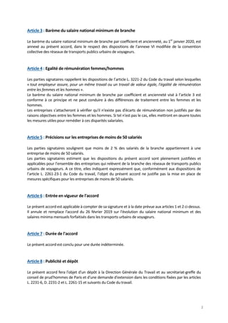 2
Article 3 : Barème du salaire national minimum de branche
Le barème du salaire national minimum de branche par coefficie...