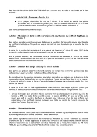 2
Les deux derniers tirets de l’article 35-4 relatif aux coupures sont annulés et remplacés par le tiret
suivant :
« Artic...