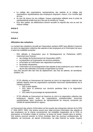 2
 Le collège des organisations représentatives des salariés et le collège des
organisations représentatives des employeu...