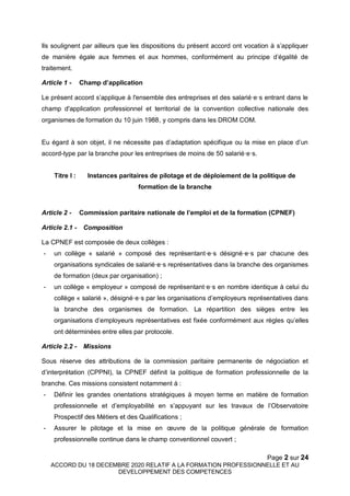 Page 2 sur 24
ACCORD DU 18 DECEMBRE 2020 RELATIF A LA FORMATION PROFESSIONNELLE ET AU
DEVELOPPEMENT DES COMPETENCES
Ils so...
