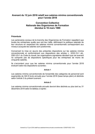 Avenant du 12 juin 2018 relatif aux salairesminima annuels conventionnels- CCNOF IDCC 1516
Avenant du 12 juin 2018 relatif...