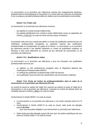2
La reconversion ou la promotion par l’alternance associe des enseignements généraux,
professionnels et technologiques et...