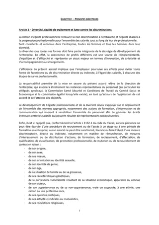 2
CHAPITRE I – PRINCIPES DIRECTEURS
Article 2 – Diversité, égalité de traitement et lutte contre les discriminations
La no...