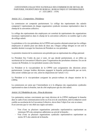 CONVENTION COLLECTIVE NATIONALE DES COMMERCES DE DETAIL DE
PAPETERIE, FOURNITURES DE BUREAU, BUREAUTIQUE ET INFORMATIQUE
n...