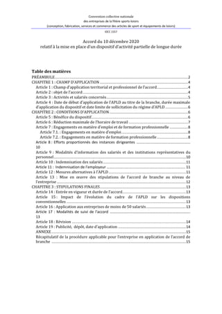 Convention collective nationale
des entreprises de la filière sports-loisirs
(conception, fabrication, services et commerc...