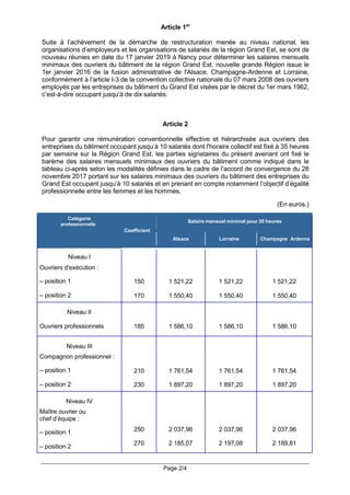 Page 2/4
Article 1er
Suite à l’achèvement de la démarche de restructuration menée au niveau national, les
organisations d’...
