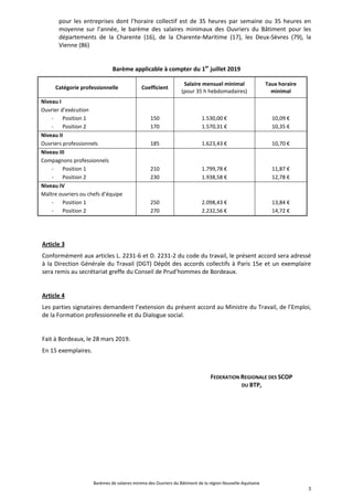 Barèmes de salaires minima des Ouvriers du Bâtiment de la région Nouvelle-Aquitaine
3
pour les entreprises dont l’horaire ...