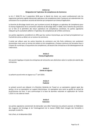 Page 2 sur 3
Article 1er
Désignation de l’opérateur de compétences du Commerce
La loi n° 2018-771 du 5 septembre 2018 pour...