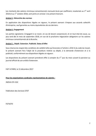 2
Les montants des salaires minimaux conventionnels mensuels bruts par coefficient, revalorisés au 1er
avril
2018 et au 1e...