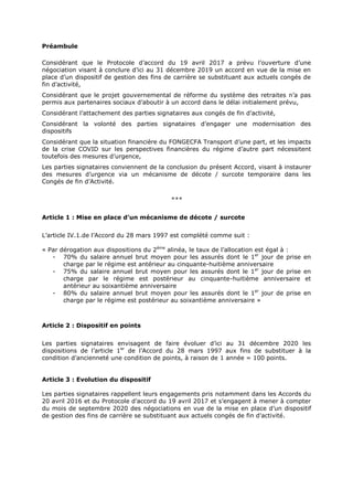 Préambule
Considérant que le Protocole d’accord du 19 avril 2017 a prévu l’ouverture d’une
négociation visant à conclure d...