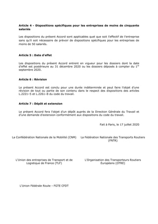 Article 4 - Dispositions spécifiques pour les entreprises de moins de cinquante
salariés
Les dispositions du présent Accor...