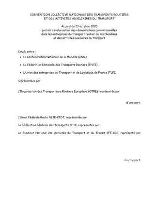 Idcc 16 accord salaires transport de marchandises