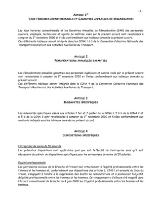 Idcc 16 accord salaires transport de marchandises