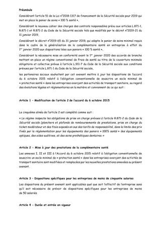 Préambule
Considérant l’article 51 de la Loi n°2018-1317 de financement de la Sécurité sociale pour 2019 qui
met en place ...
