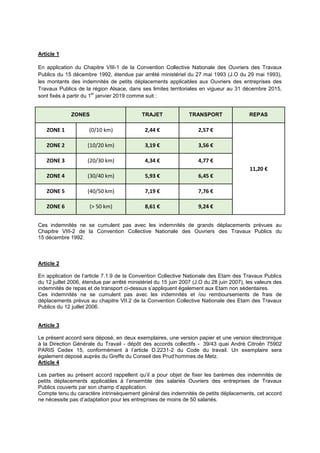 Article 1
En application du Chapitre VIII-1 de la Convention Collective Nationale des Ouvriers des Travaux
Publics du 15 d...