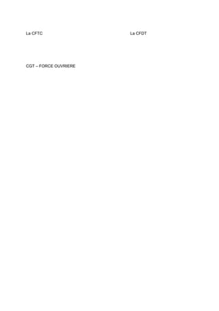 La CFTC La CFDT
CGT – FORCE OUVRIERE
 