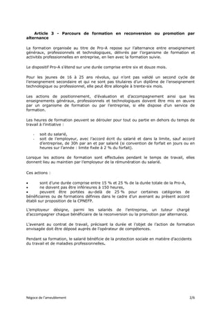 Négoce de l’ameublement 2/6
Article 3 - Parcours de formation en reconversion ou promotion par
alternance
La formation org...