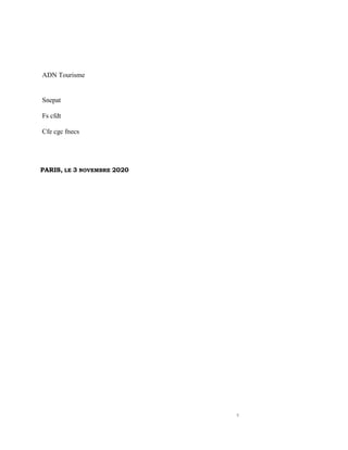 8
ADN Tourisme
Snepat
Fs cfdt
Cfe cgc fnecs
PARIS, LE 3 NOVEMBRE 2020
 