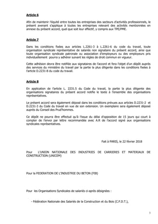 3
Article 6
Afin de maintenir l’équité entre toutes les entreprises des secteurs d’activités professionnels, le
présent av...