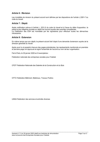 Avenant n°11 du 30 janvier 2020 relatif aux barèmes de rémunération Page 3 sur 3
dans la branche des Entreprises Sociales ...