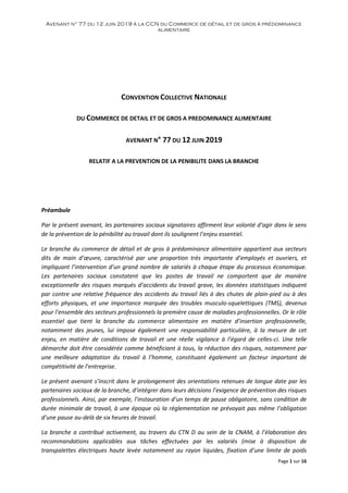 Avenant n° 77 du 12 juin 2019 à la CCN du Commerce de détail et de gros à prédominance
alimentaire
Page 1 sur 16
CONVENTIO...